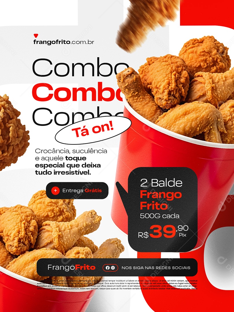 Frango Frito Combo Tá On Social Media PSD Editável