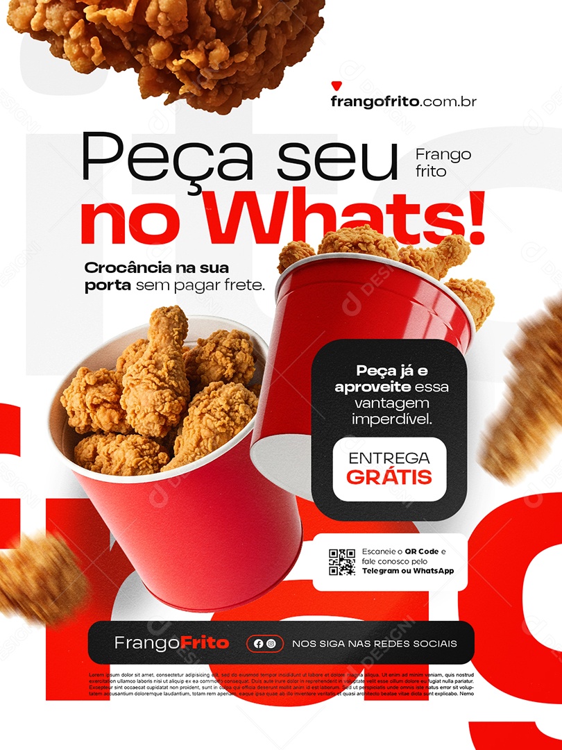 Frango Frito Peça Seu no Whats Social Media PSD Editável