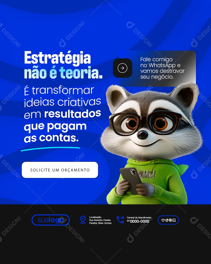 Consultor Criativo Estratégia Não é Teoria Social Media PSD Editável