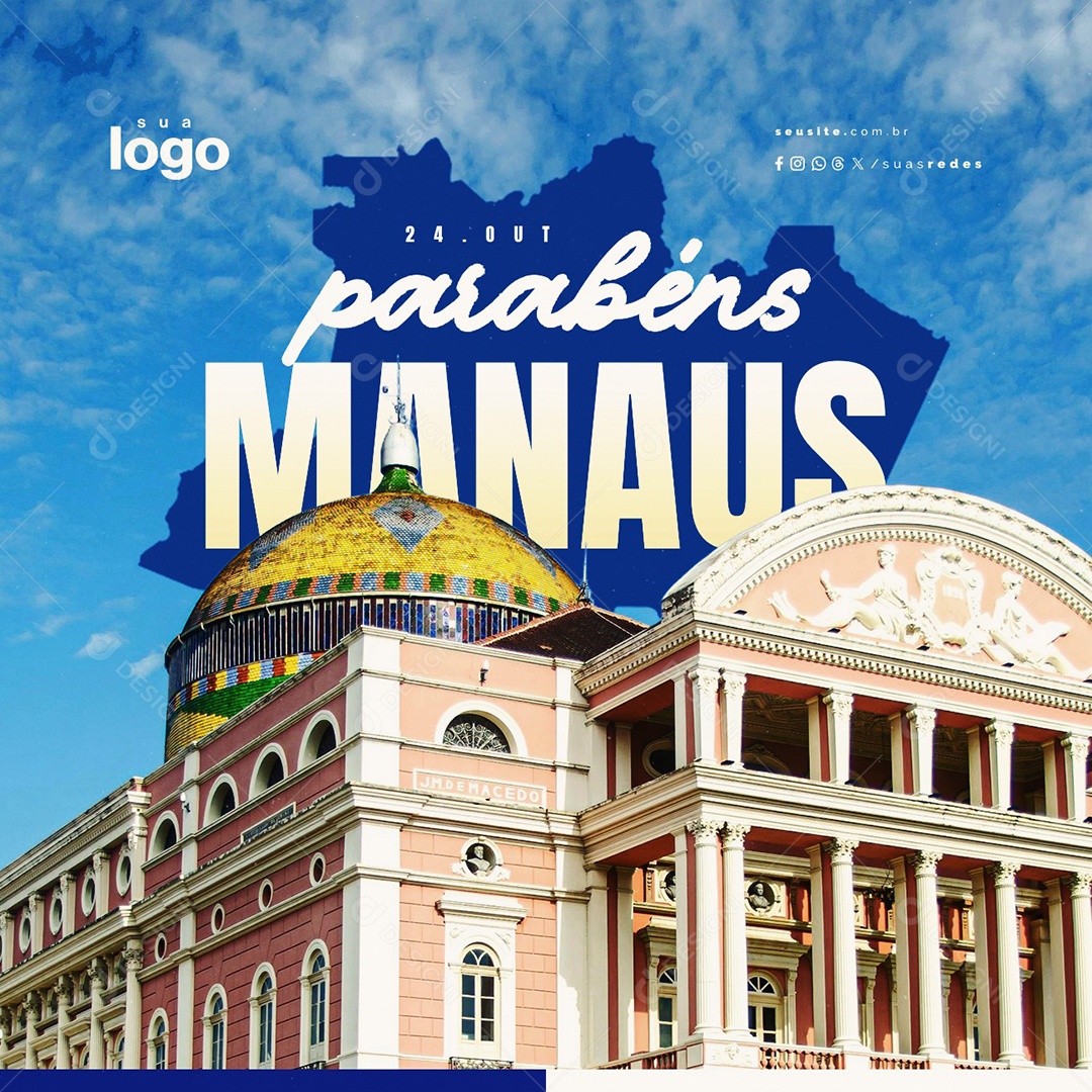 Parabéns Manaus 24 de Outubro Social Media PSD Editável