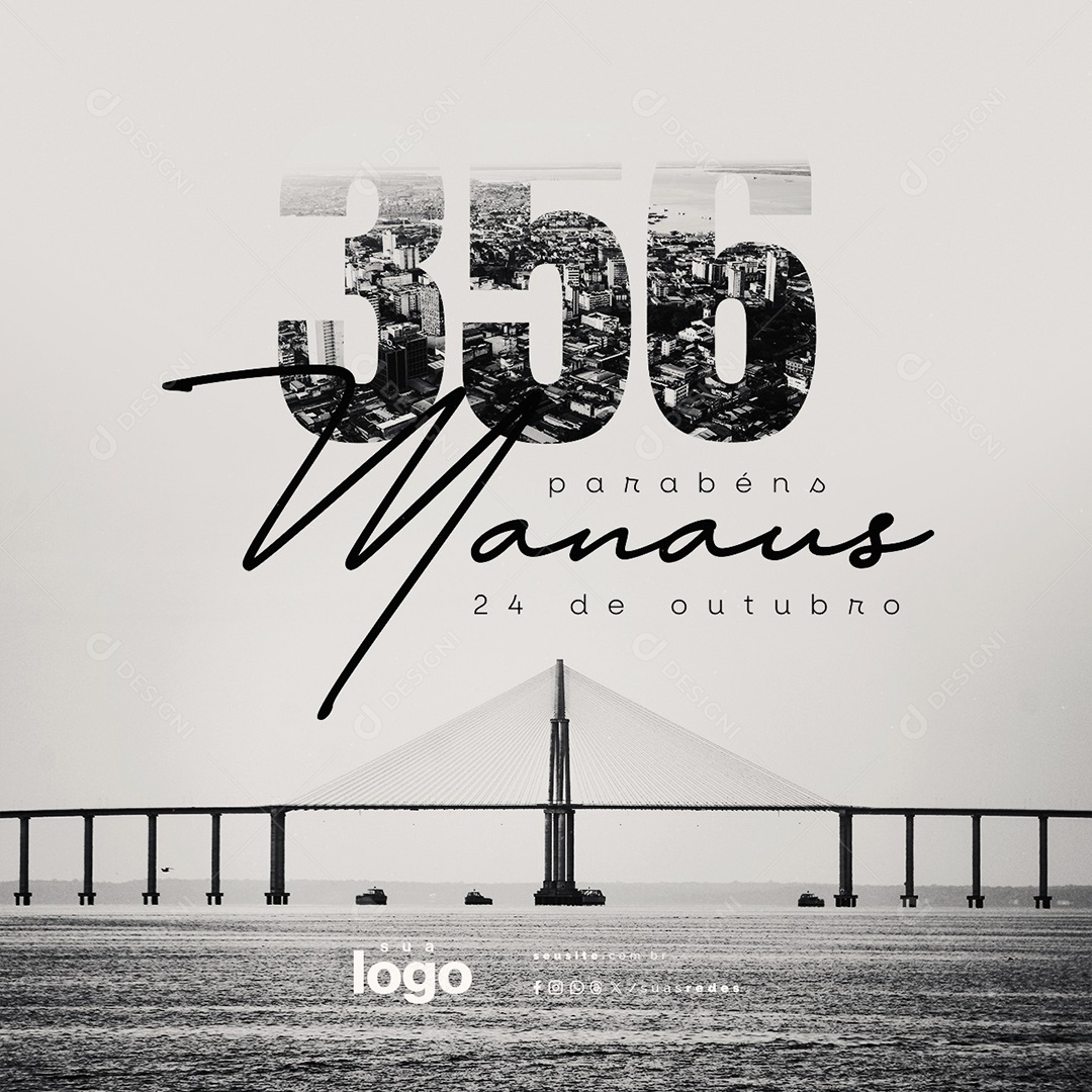Aniversário de Manaus 24 de Outubro Parabéns Social Media PSD Editável