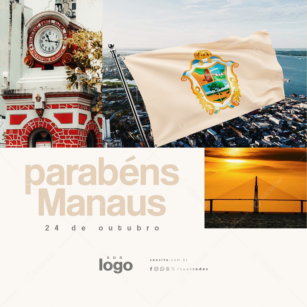 Parabéns Manaus 24 de Outubro Social Media PSD Editável