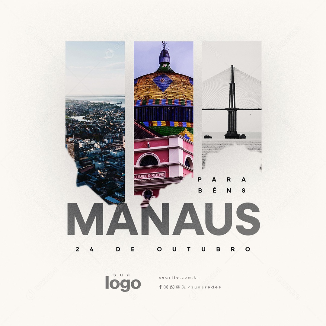 Parabéns Manaus 24 de Outubro Social Media PSD Editável