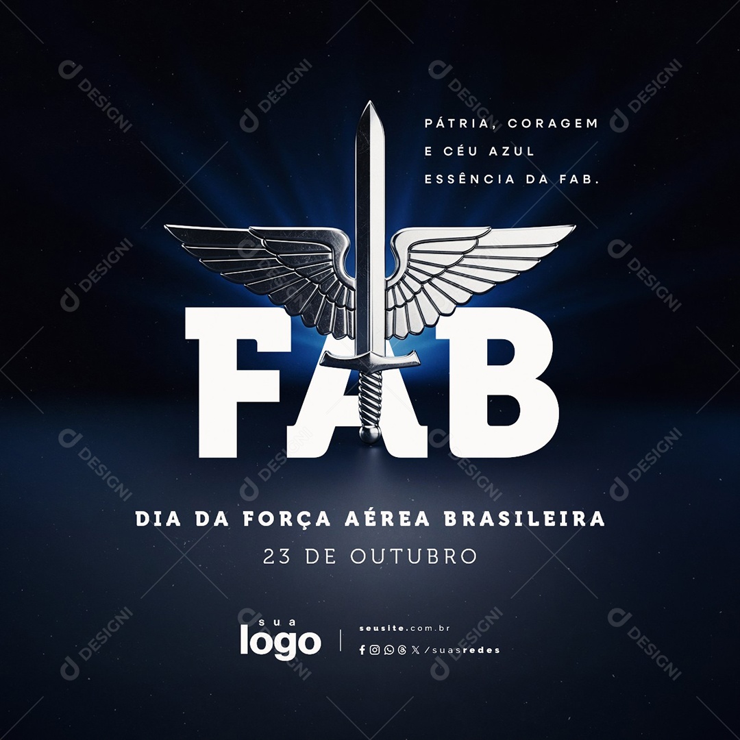 Dia da Força Aérea Brasileira 23 de Outubro Pátria Coragem e Céu Azul Social Media PSD Editável