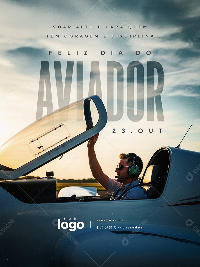 Feliz Dia do Aviador 23 de Outubro Social Media PSD Editável