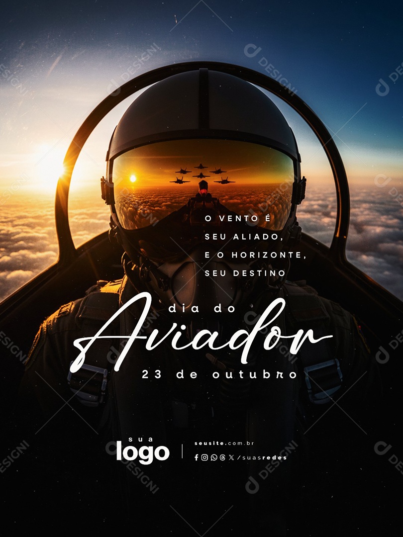 Dia do Aviador 23 de Outubro O Vento é Seu Aliado Social Media PSD Editável