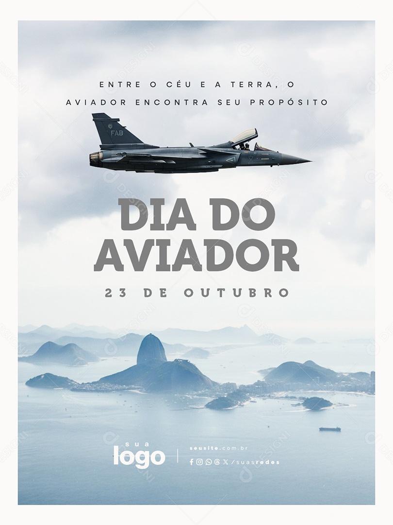 Dia do Aviador 23 de Outubro Entre o Céu e a Terra Social Media PSD Editável
