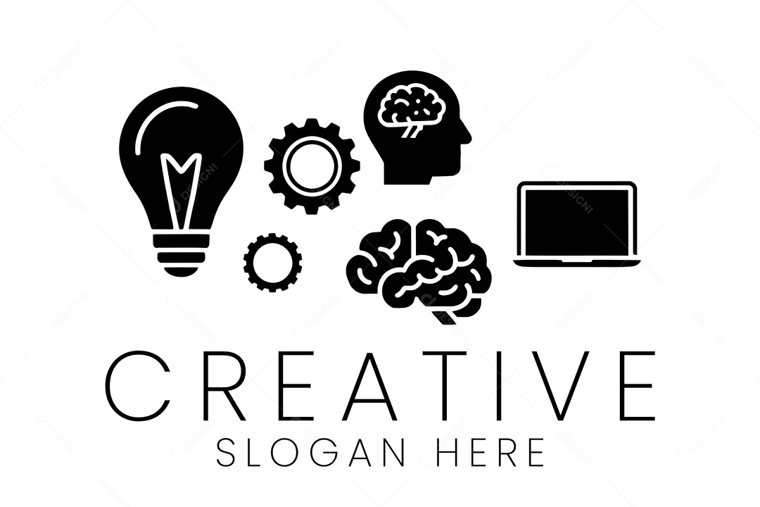 Conjunto de Ícones Mente Trabalho Cérebro Engrenagens Ilustração Vetor EPS + AI Editável