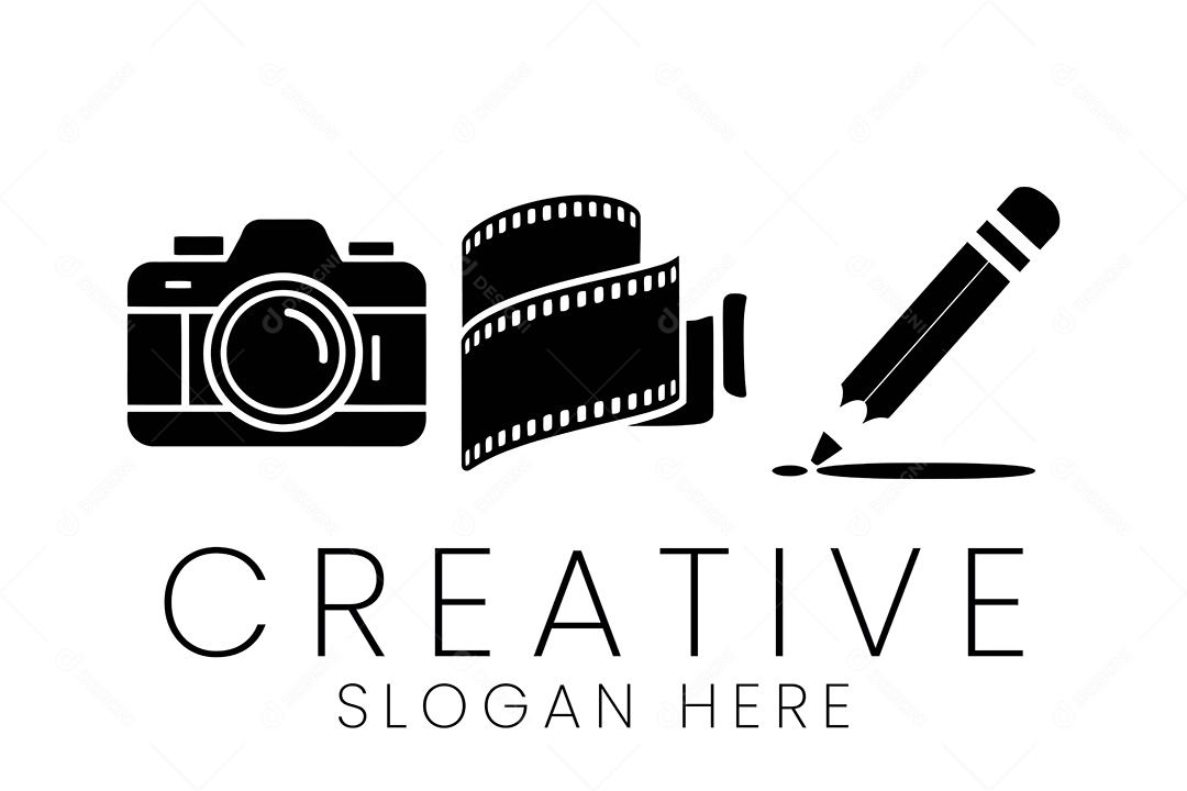 Logotipo de Criativo para Estúdio Fotográfico Ilustração Vetor EPS + AI Editável