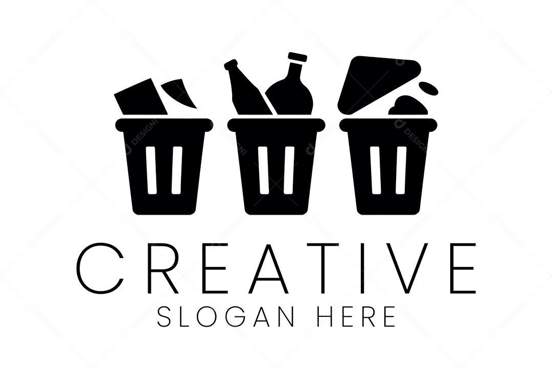 Conjunto de Icones de Latas de Lixo Ilustração Vetor EPS + AI Editável