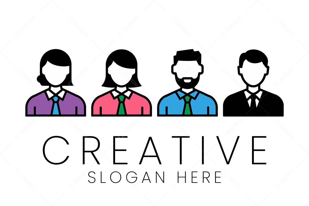 Equipe Profissional Diversos Ícones de Negócios Ilustração Vetor EPS + AI Editável