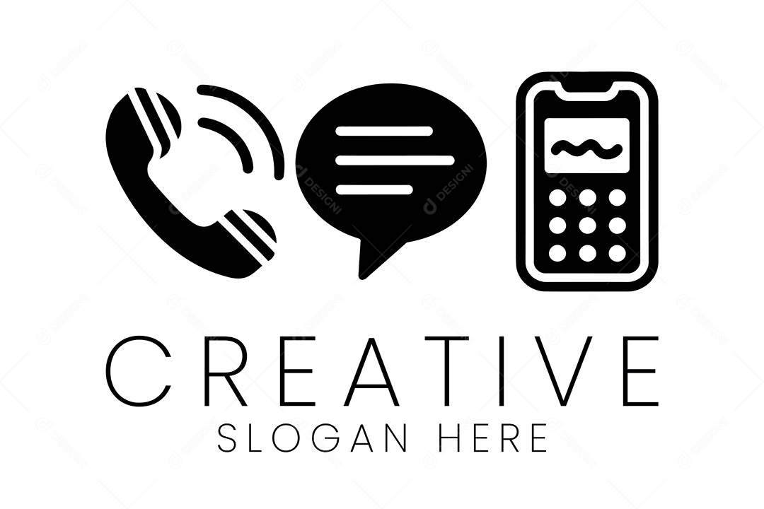 Conjunto de Ícones Telefone Mensagem e Calculadora Ilustração Vetor EPS + AI Editável