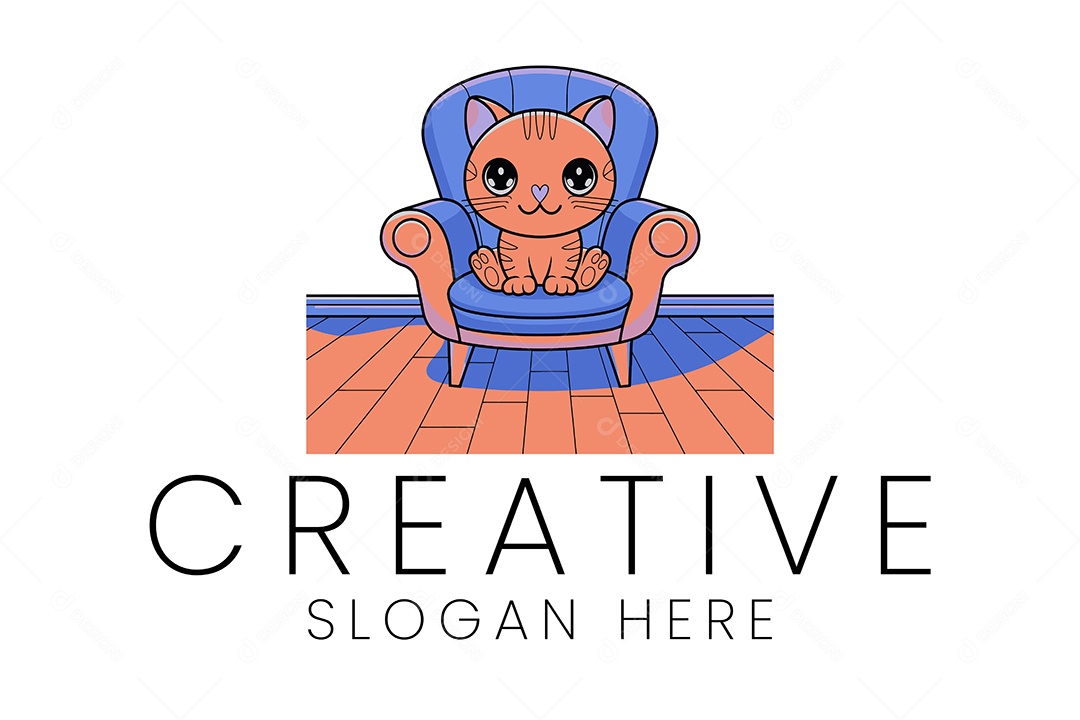 Logo de Animal Gato Ilustração Vetor EPS + AI Editável