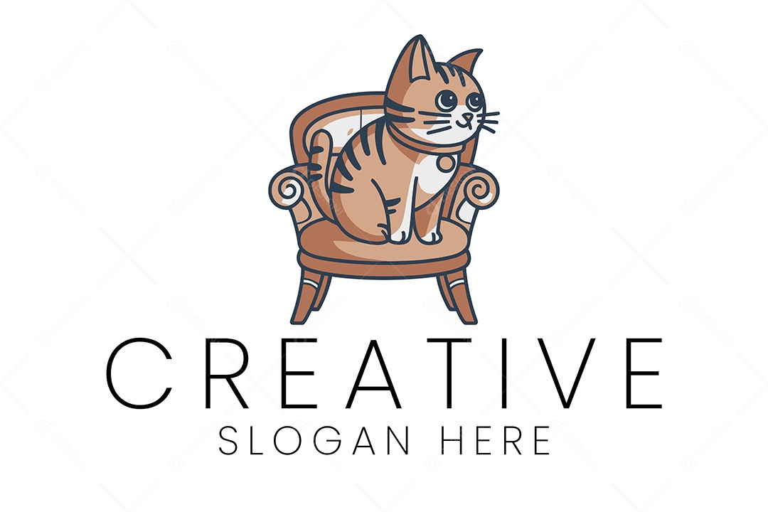 Logo de Animal Gato Ilustração Vetor EPS + AI Editável