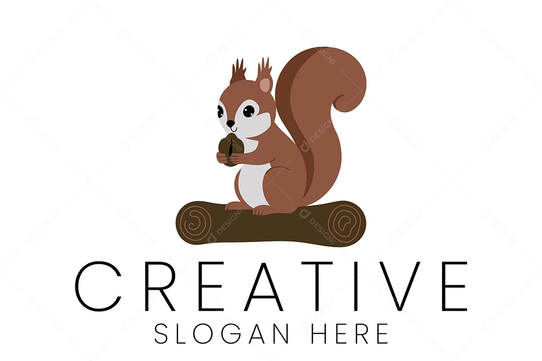 Logo de Animal Esquilo Ilustração Vetor EPS + AI Editável