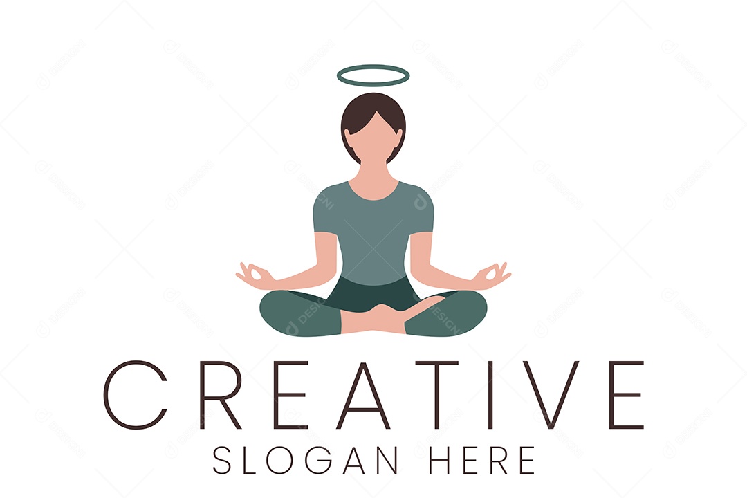 Logo de Mulher Fazendo Meditação Ilustração Vetor EPS + AI Editável