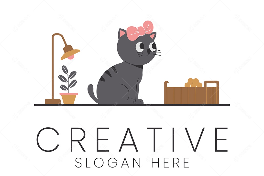 Logo de Animal Gato Ilustração Vetor EPS + AI Editável