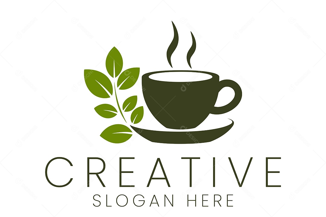 Logo de Xícara de Chá Verde Ilustração Vetor EPS + AI Editável