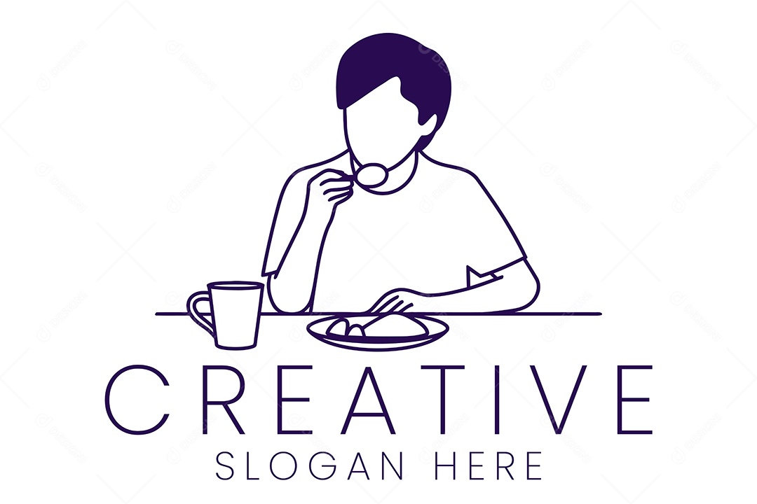 Logotipo de Pessoa Aproveitando o Café da Manhã Ilustração Vetor EPS + AI Editável