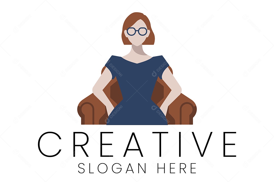Logotipo de Mulher Sentada no Sofá Ilustração Vetor EPS + AI Editável