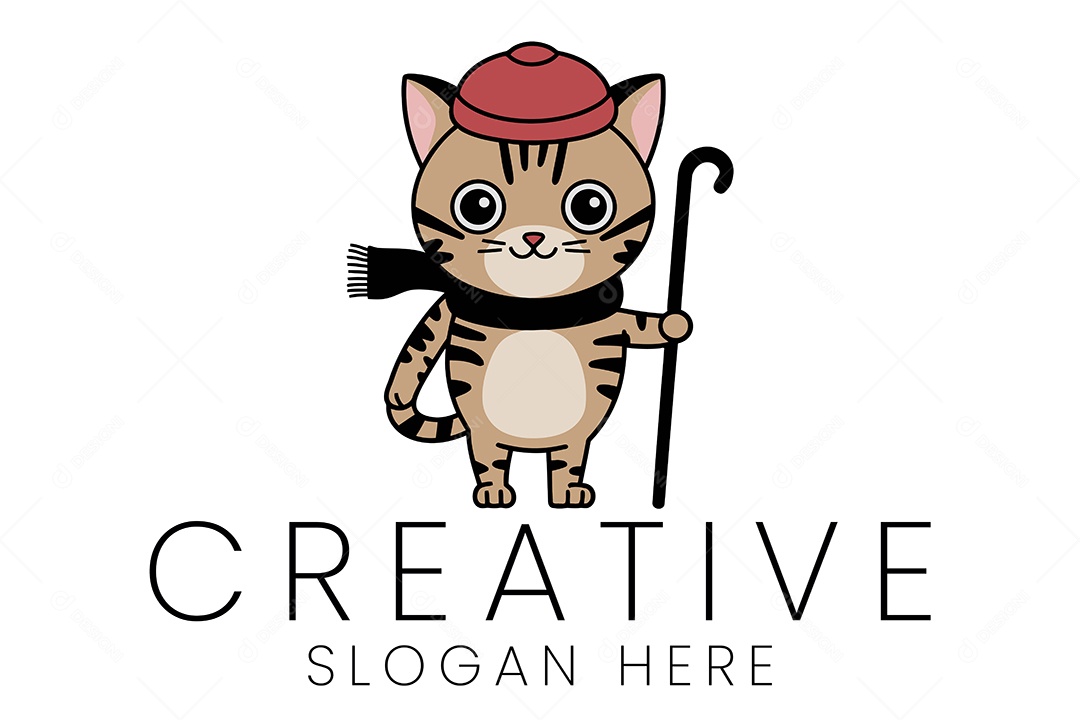 Logo de Animal Gato Ilustração Vetor EPS + AI Editável