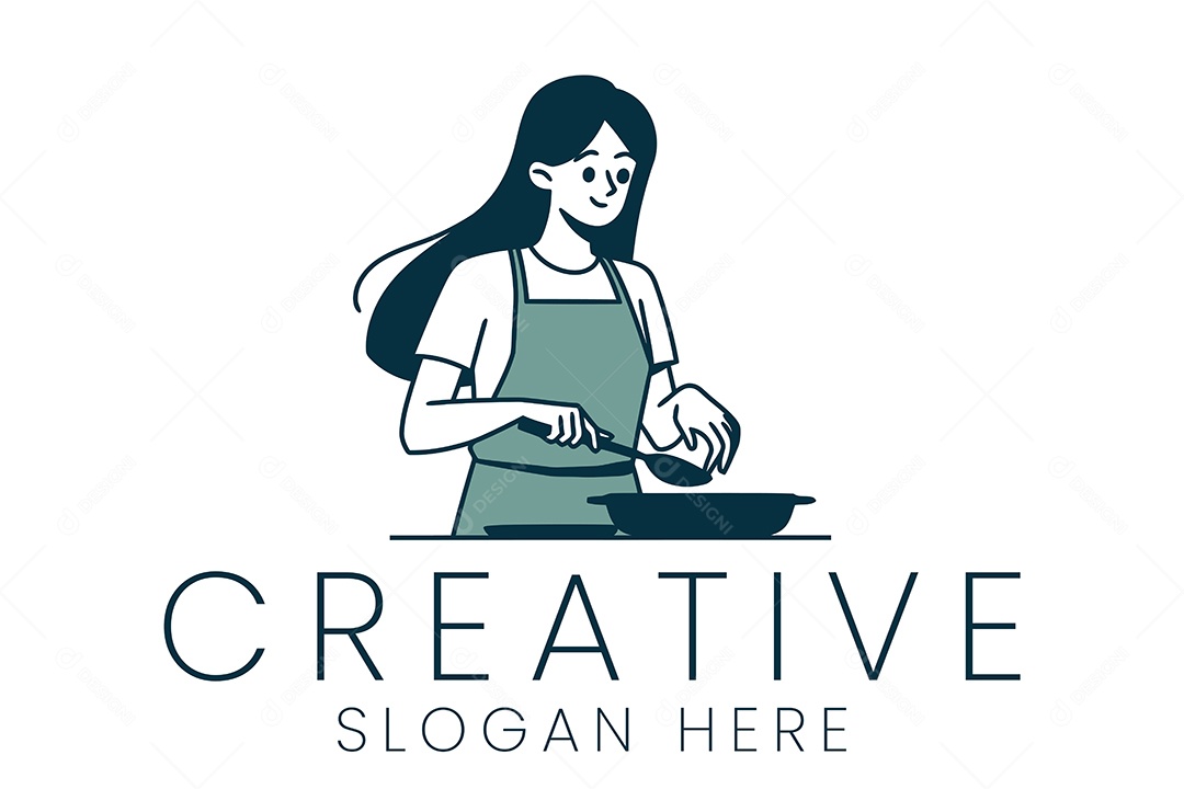 Logo de Mulher Chef de Cozinha Ilustração Vetor EPS + AI Editável