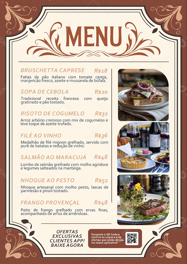 Modelo de Cardápio Bistro PSD Editável