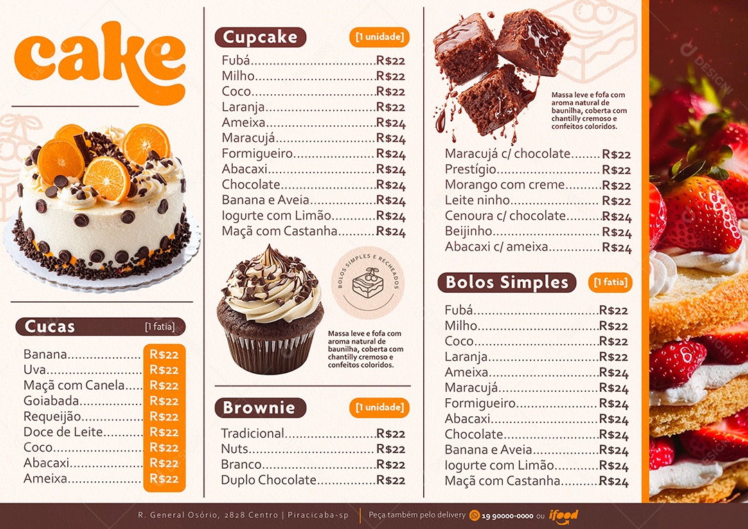 Modelo de Cardápio Bolo PSD Editável