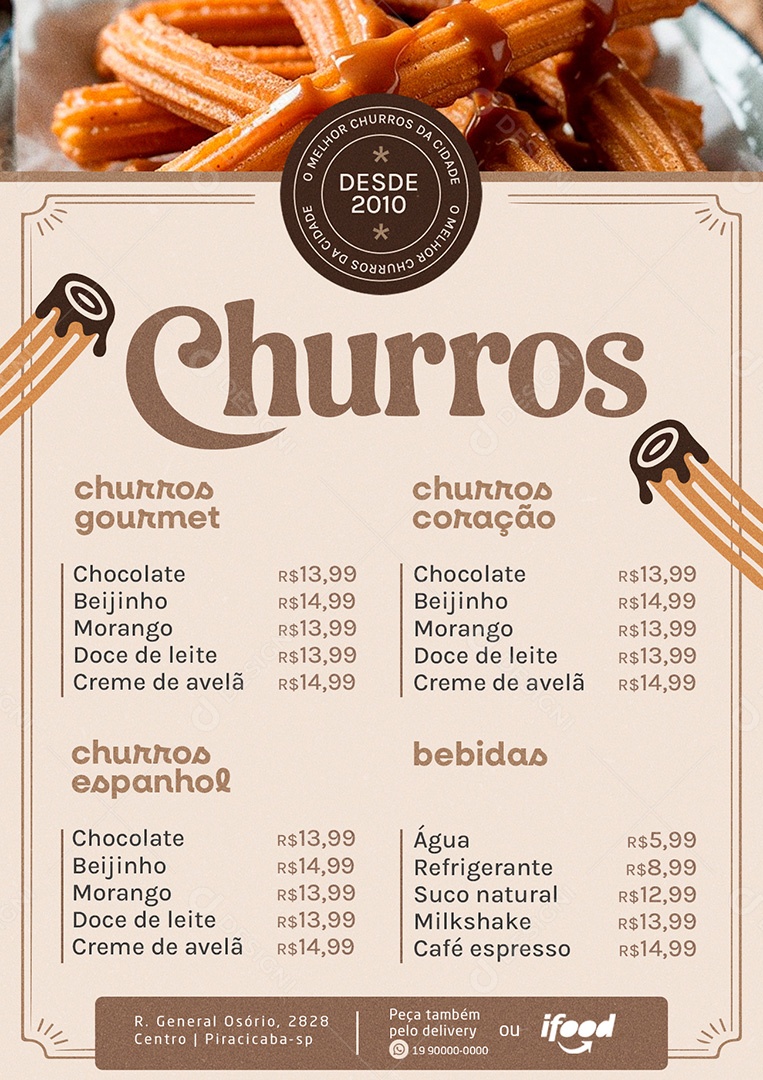 Modelo de Cardápio Churros PSD Editável