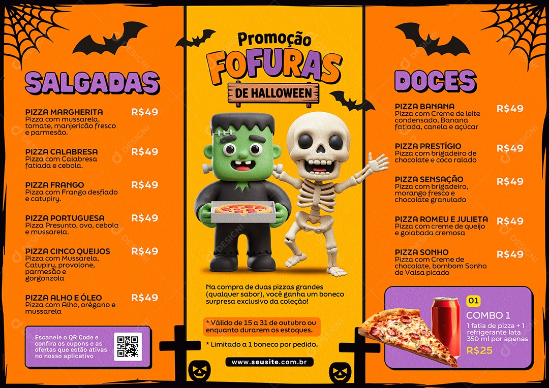 Modelo de Cardápio Halloween Pizzaria PSD Editável