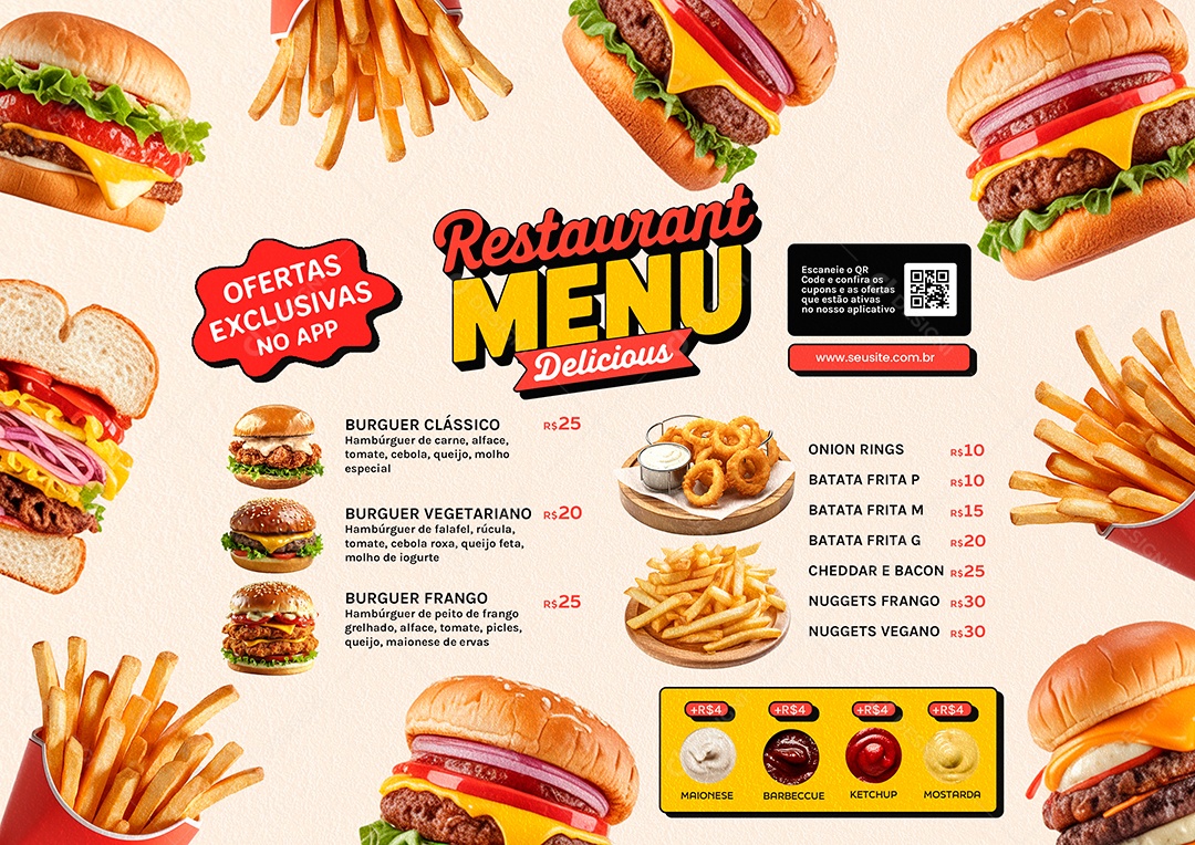 Cardápio Hamburgueria PSD Editável
