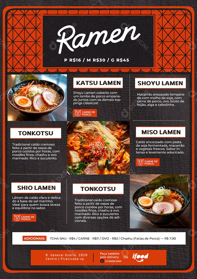 Modelo de Cardápio Lamen PSD Editável