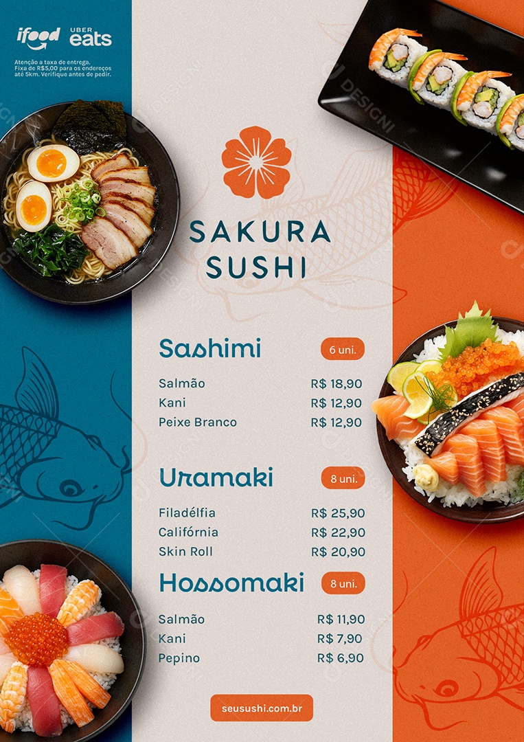Modelo de Cardápio Sushi PSD Editável