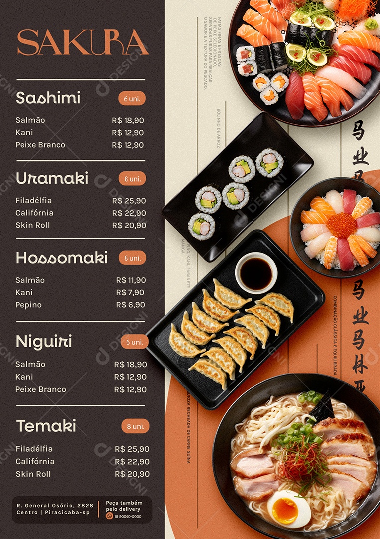 Modelo de Cardápio Sushi PSD Editável