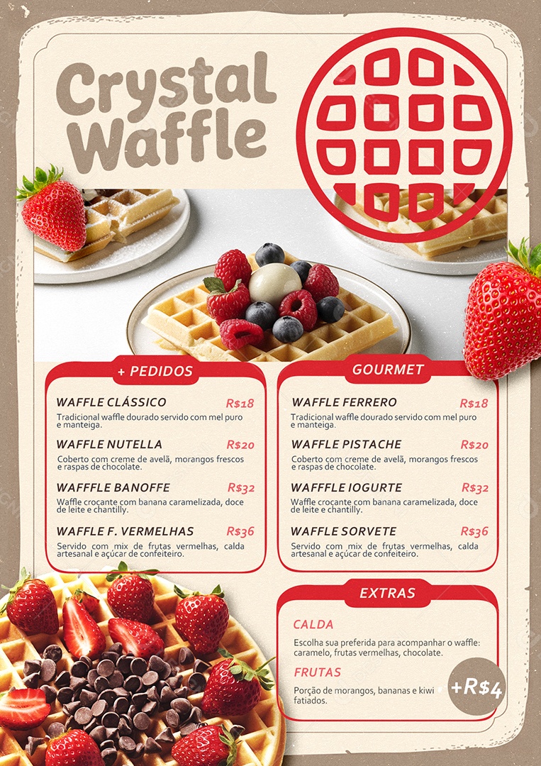 Cardápio Waffles PSD Editável
