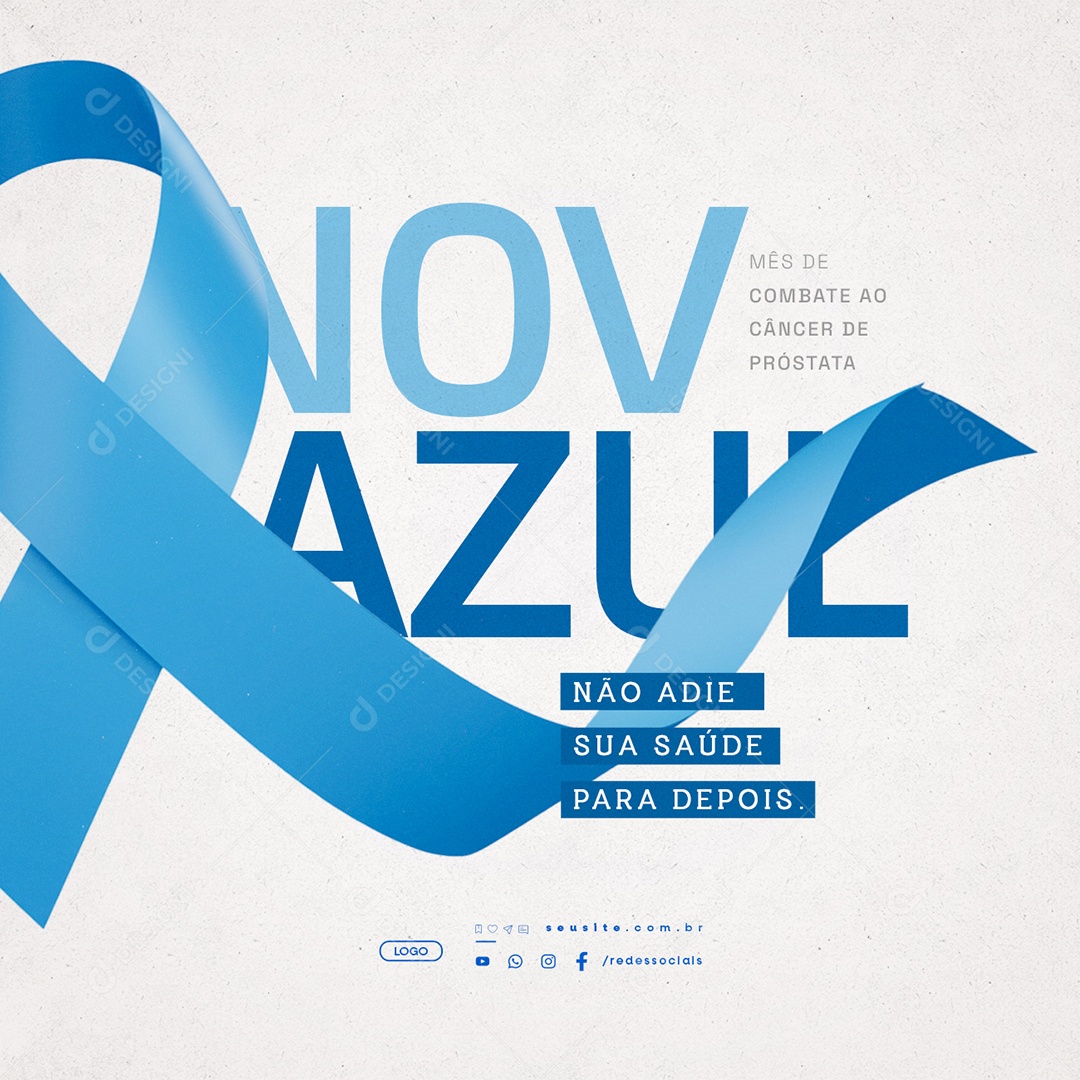 Novembro Azul Não Adie Sua Saúde para Depois Social Media PSD Editável