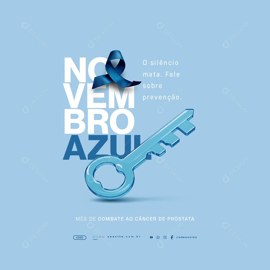 Novembro Azul O Silêncio Mata Social Media PSD Editável