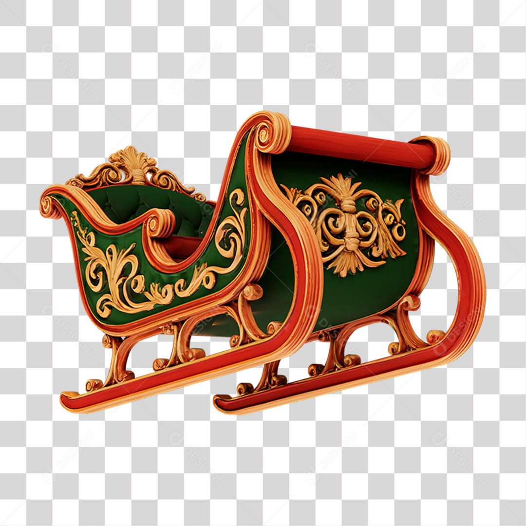 Trenó Enfeite Decoração de Natal PNG Transparente