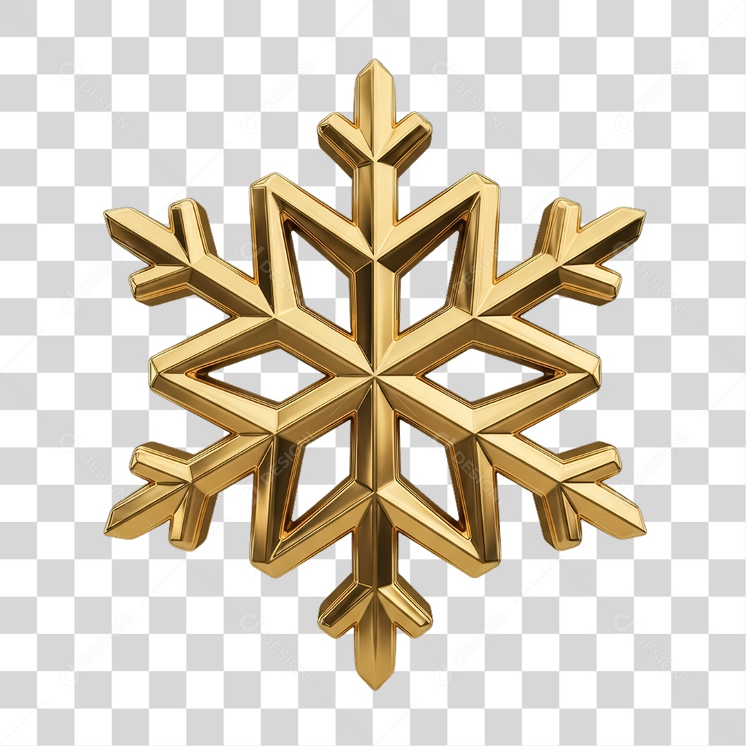 Floco de Neve Dourado Enfeites Decoração de Natal PNG Transparente