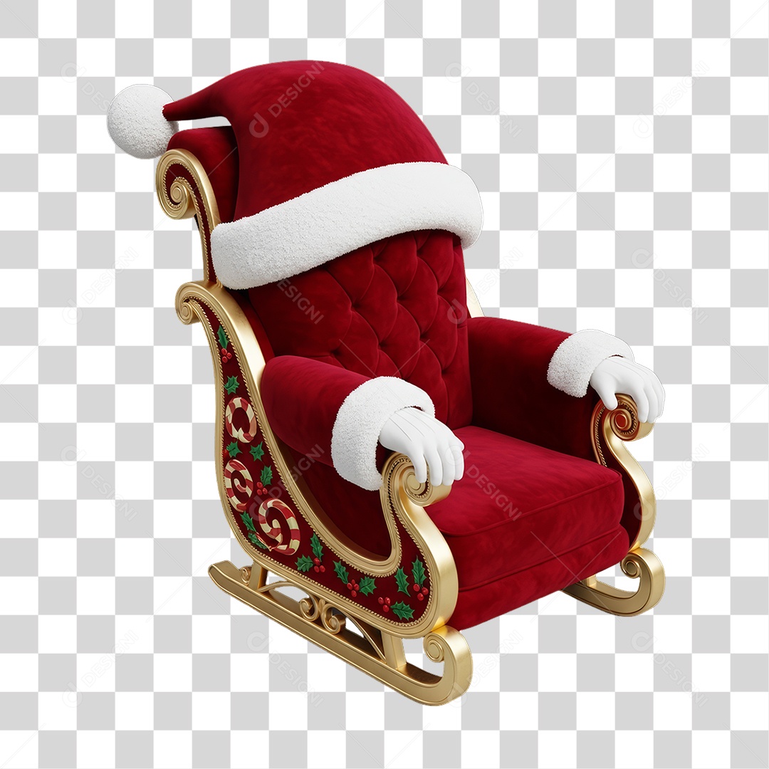 Poltrona Trenó Enfeites Decoração de Natal PNG Transparente