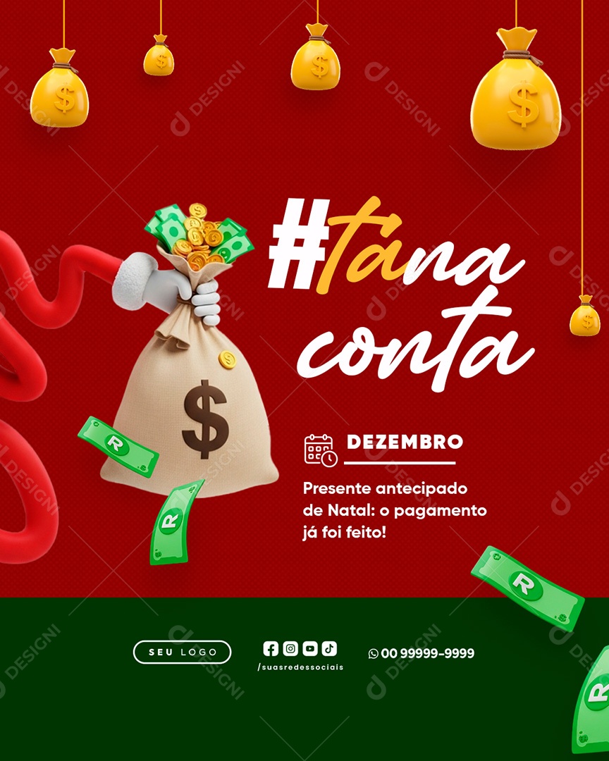 Prefeitura Salário Tá na Conta Social Media PSD Editável