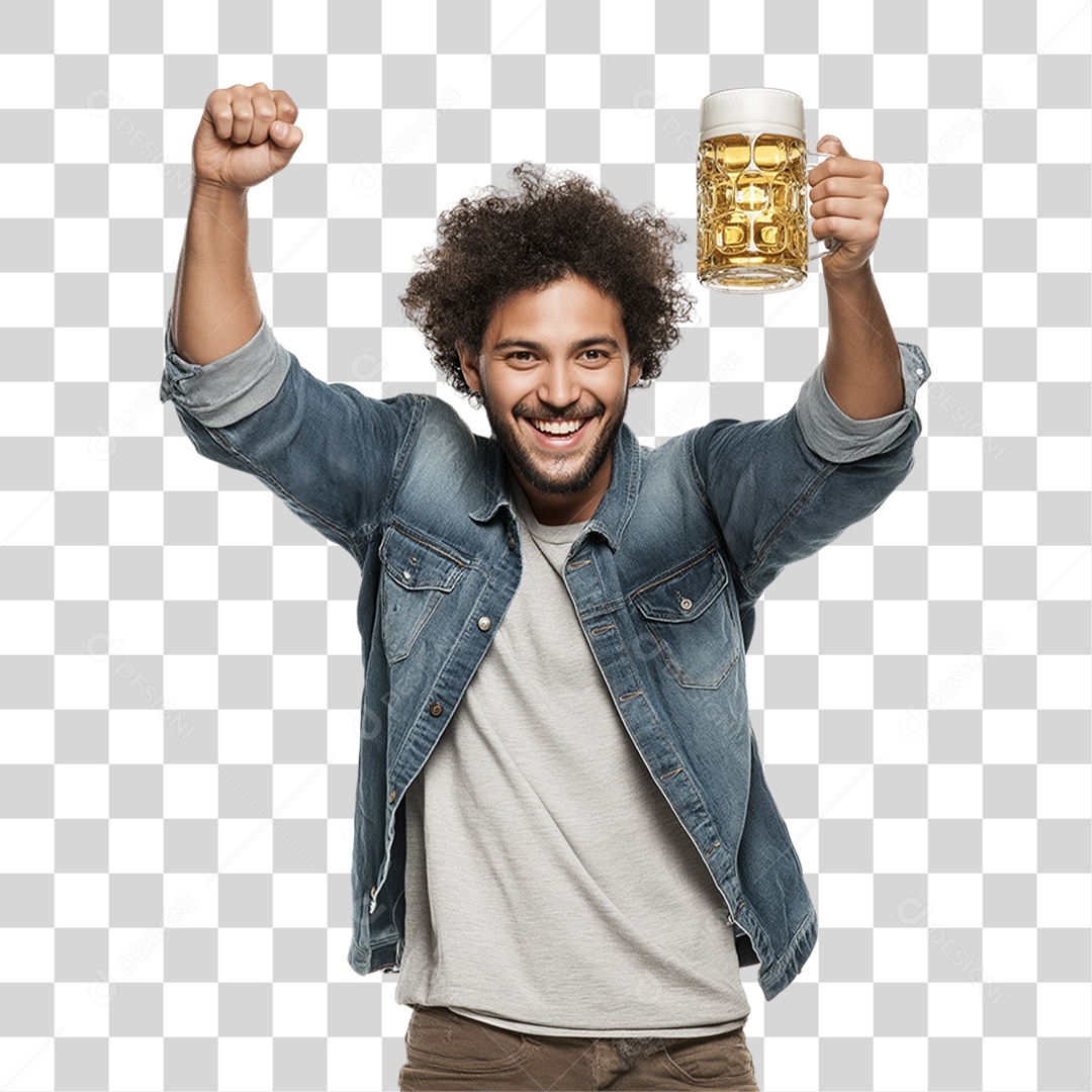 Homem com Copo de Bebida PNG Transparente