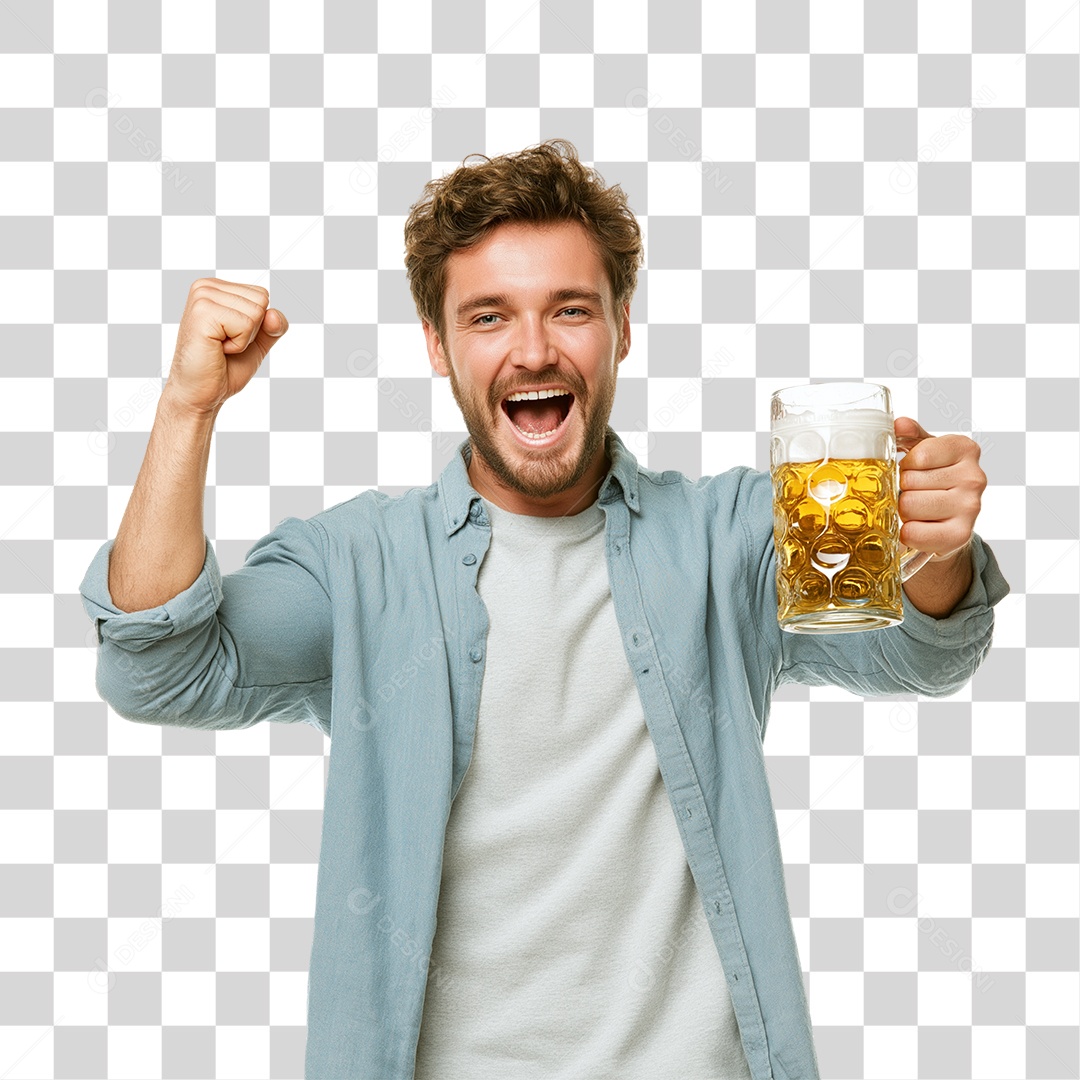 Homem com Copo de Bebida PNG Transparente