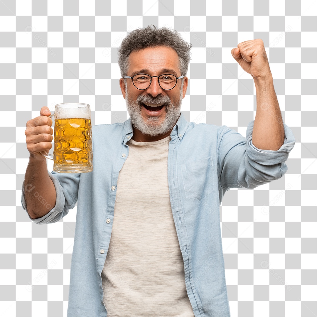 Homem com Copo de Bebida PNG Transparente