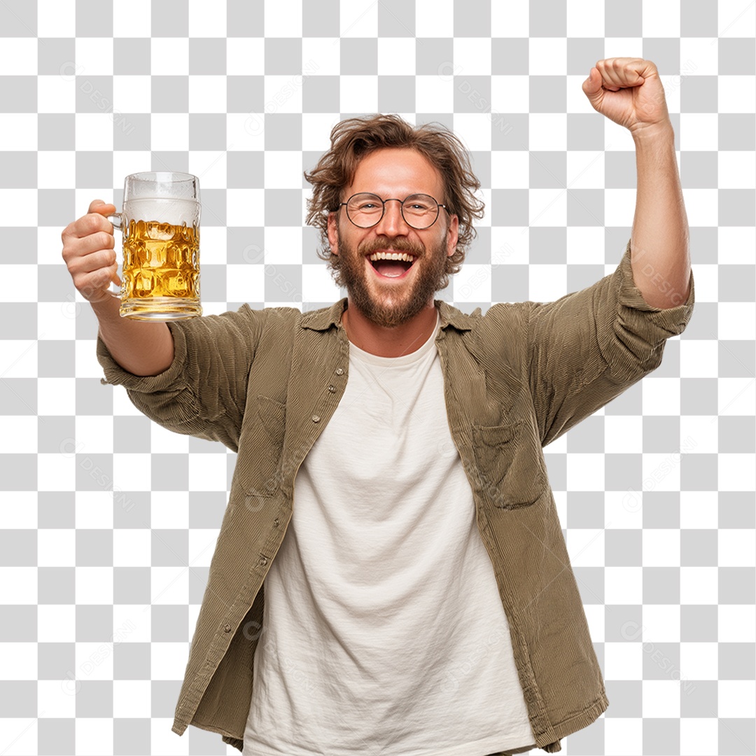 Homem com Copo de Bebida PNG Transparente