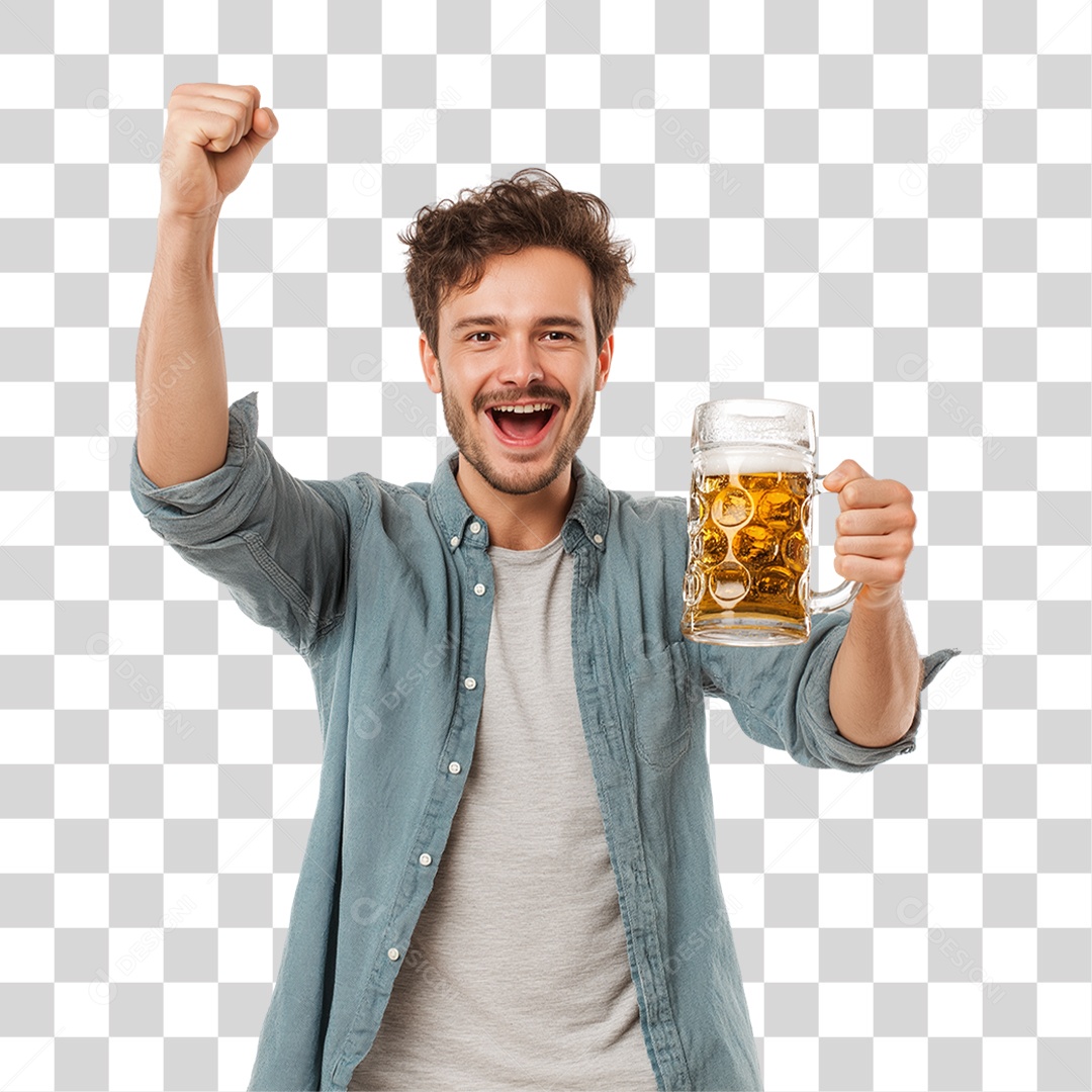 Homem com Copo de Bebida PNG Transparente