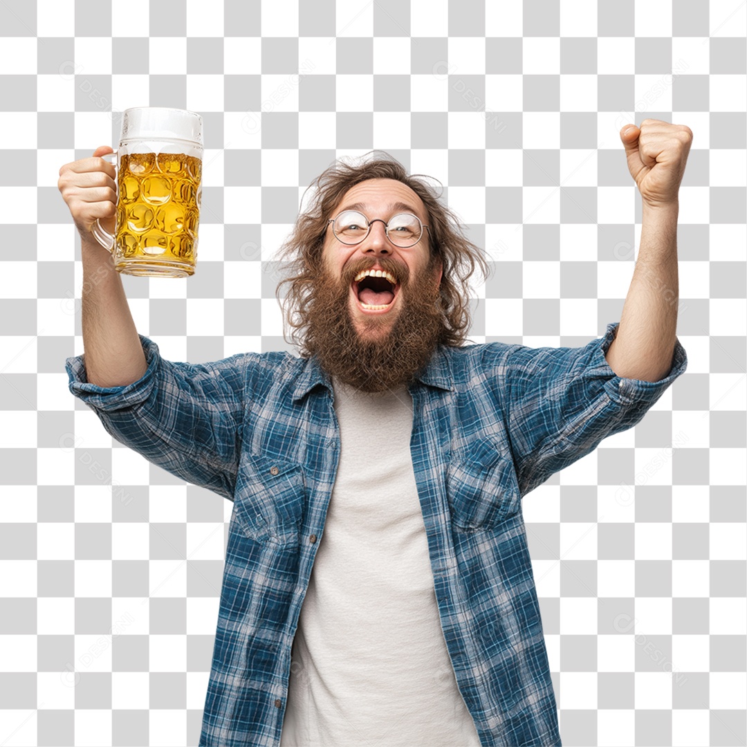 Homem com Copo de Bebida PNG Transparente