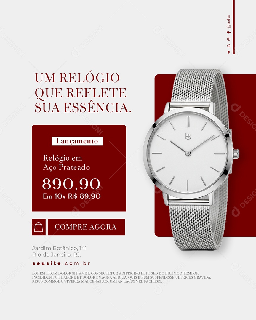 Relojoaria Um Relógio Que Reflete Sua Essência Social Media PSD Editável