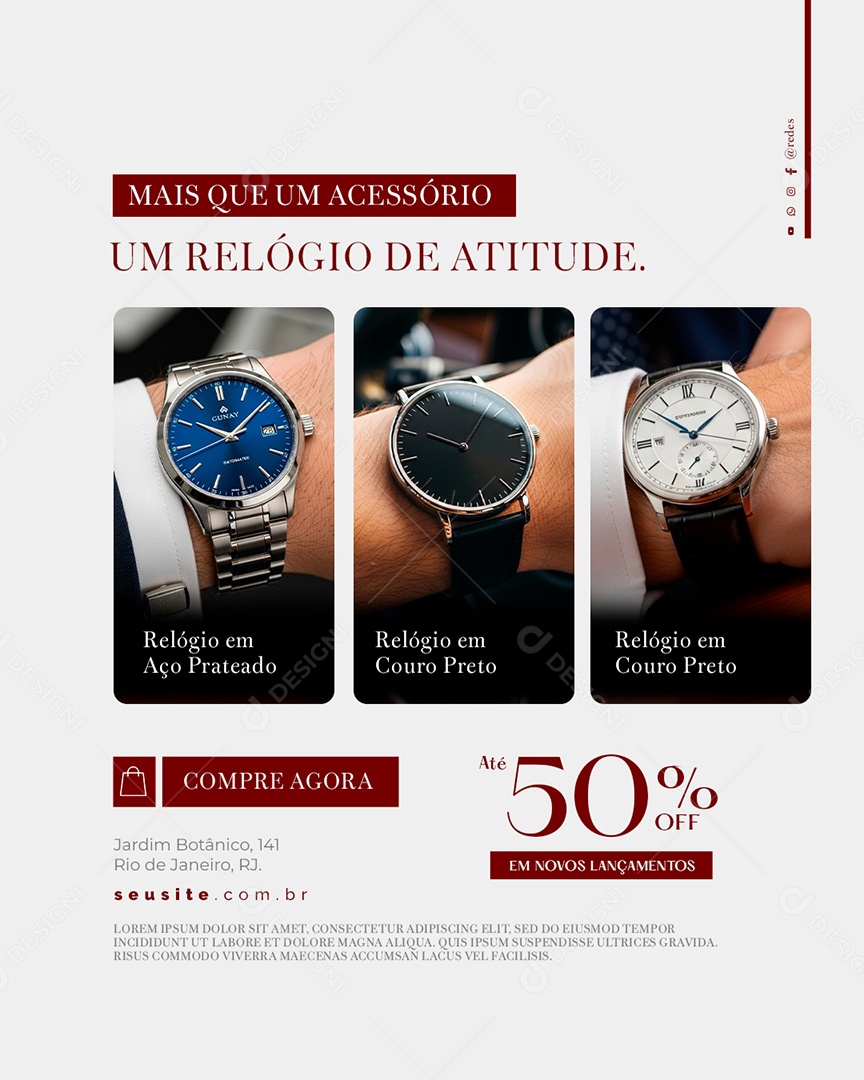 Relojoaria Mais Que Um Acessório Um Relógio de Atitude Social Media PSD Editável