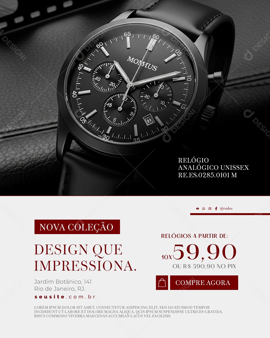 Relojoaria Relógio Design Que Impressiona Social Media PSD Editável